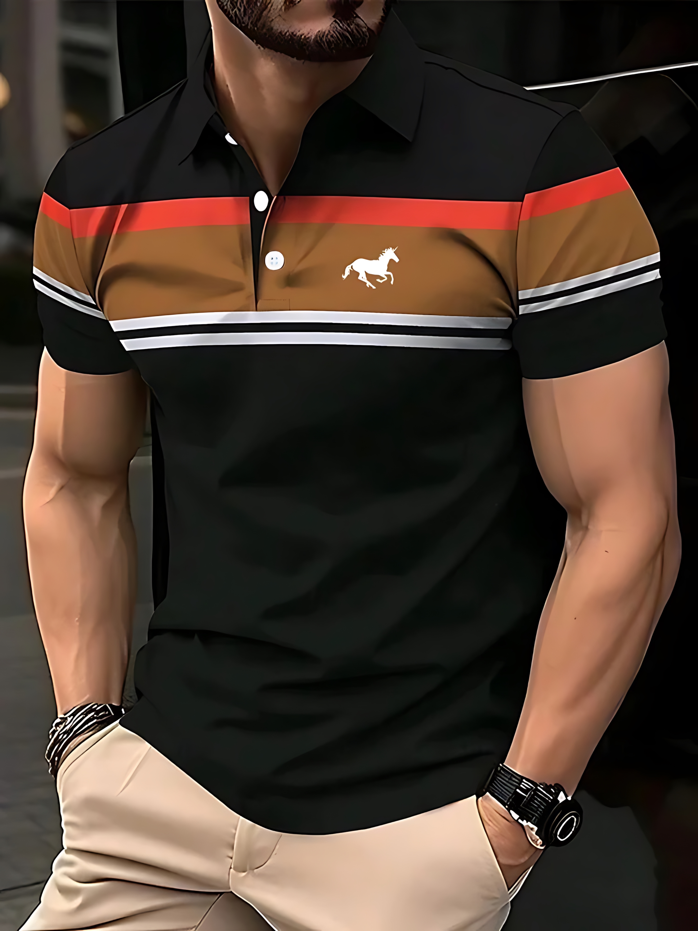 Koszulka polo męska w nowym stylu na lato 2026 - Oddychająca, lekka, modna, z nadrukiem 3D - Odzież męska streetwear