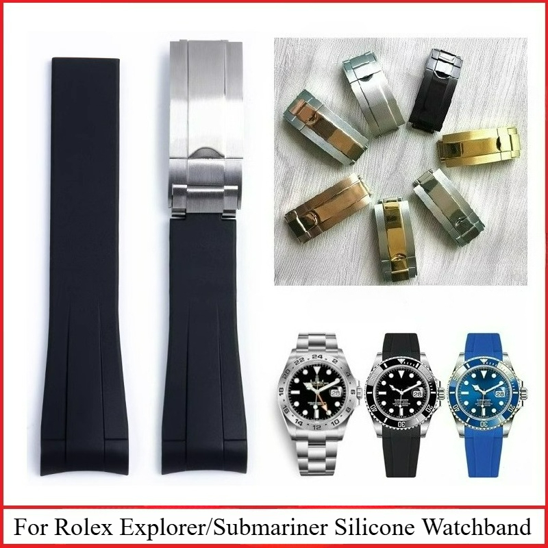 Original Style Silicone Watch Strap for Rolex Black Green Blue White Submariner Yacht-Master Daytona GMT 20 21mm Watchband