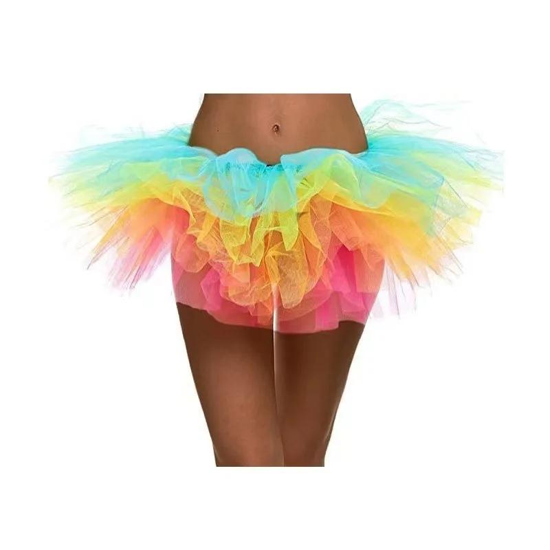 Media falda Sexy para mujer adulta, falda acampanada de tul de 5 capas, minifalda corta de Ballet para fiesta y club nocturno, disfraz para evento de actuación