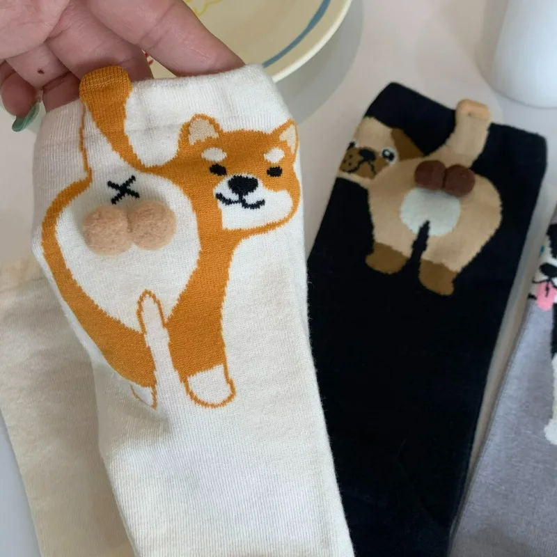 3D Dog Egg Novelty Socks Gift for Dog Lovers Breathable Mid-Calf Socks Whimsical Puppy Design Unisex All Season