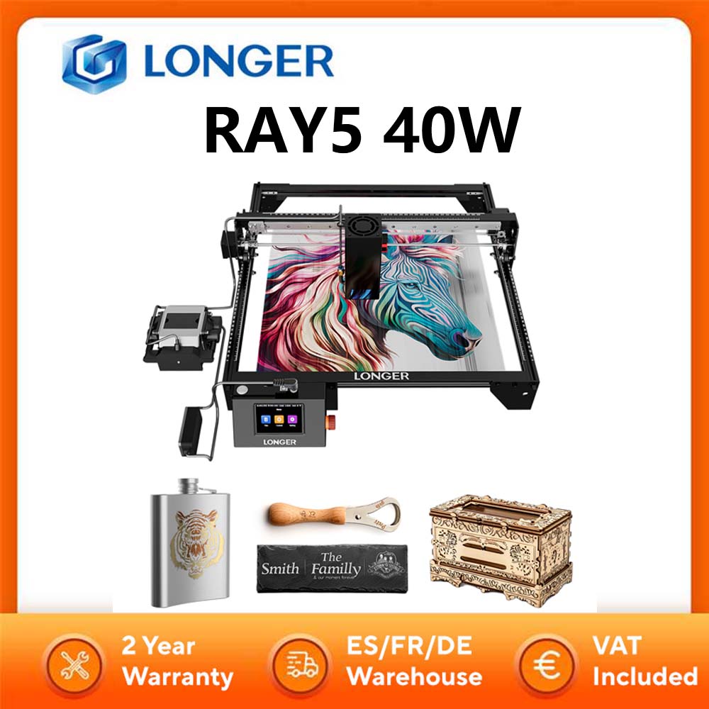 LONGER RAY5 40W Gravador a laser Touch Screen Chipset de 32 bits Conectividade WIFI 0,10 * 0,15 mm2 Máquina de corte de gravação de alta precisão