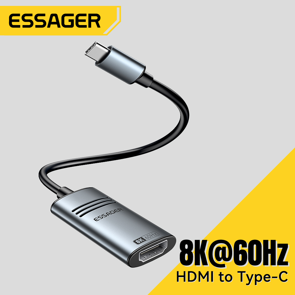 Essager HDMI-совместимый адаптер USB Type C 8K@60Hz 4K@120 Гц/144 Гц для iPhone ПК MacBook Pro Air iPad SamsungHDMI-совместимый C