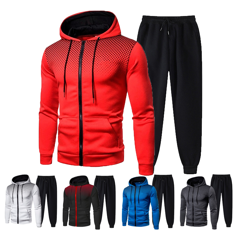 2023 autunno e inverno nuovi pantaloni maglione in pile tinta unita europei e americani set di cappelli sportivi con cerniera casual da uomo