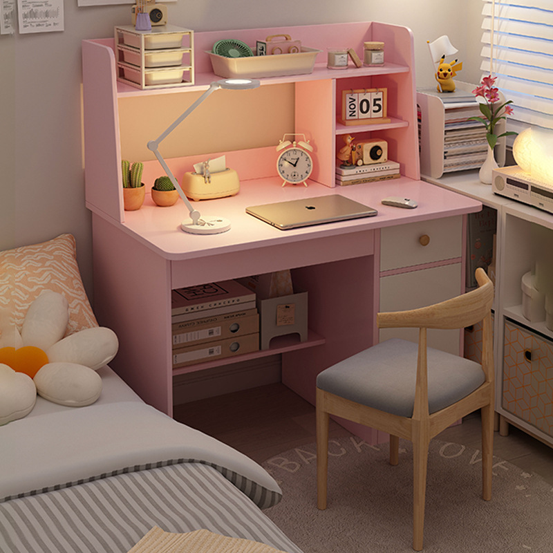 Schreibtisch-Bücherregal, integrierter multifunktionaler Tisch und Stühle, einfacher Computertisch für Zuhause, Schlafzimmer, Studenten, zum Schreibenlernen, klein