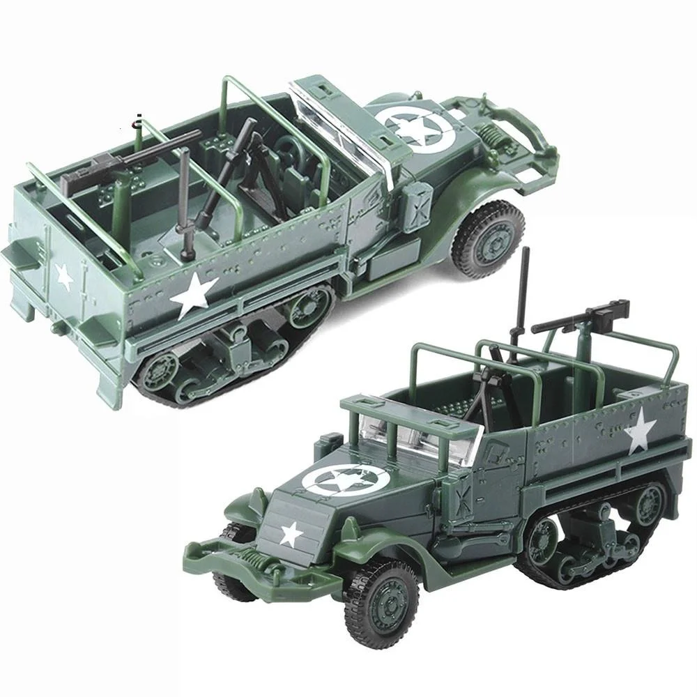 1:72 M3 vehículo blindado militar de media pista, modelo de ensamblaje, juguete, coche portador blindado para figura de acción