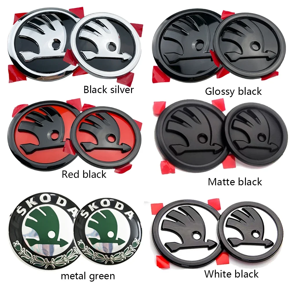 80mm 90mm ABS Emblem For Skoda Fabia 1 2 Octavia a7 RS Superb Rapid Yeti Karoq Vision Car Head Front Rear Boot Tailgate Sticker