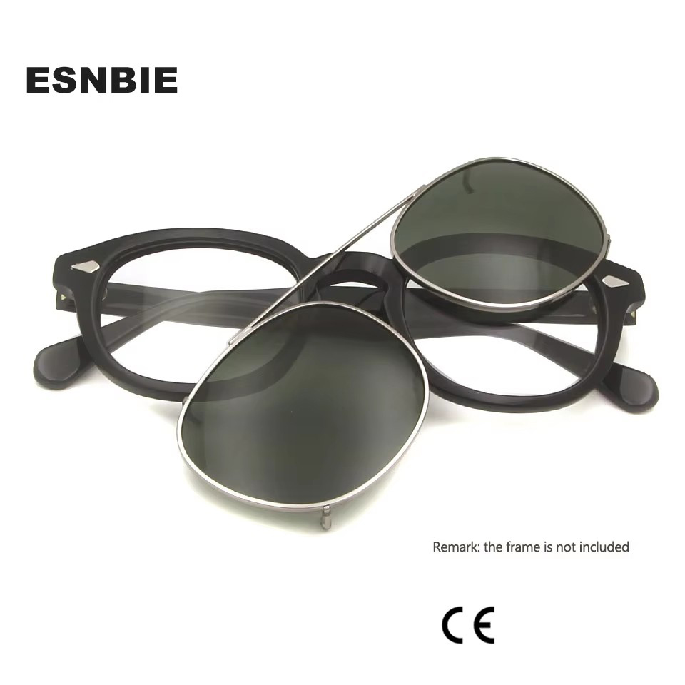 Runde Sonnenbrille zum Anklipsen, polarisierte Sonnenbrille für Damen, Johhny Depp-Stil, Herren-Fahrbrille, ovaler Snap-On-Clip-On-Linse, Uv400-Schirm