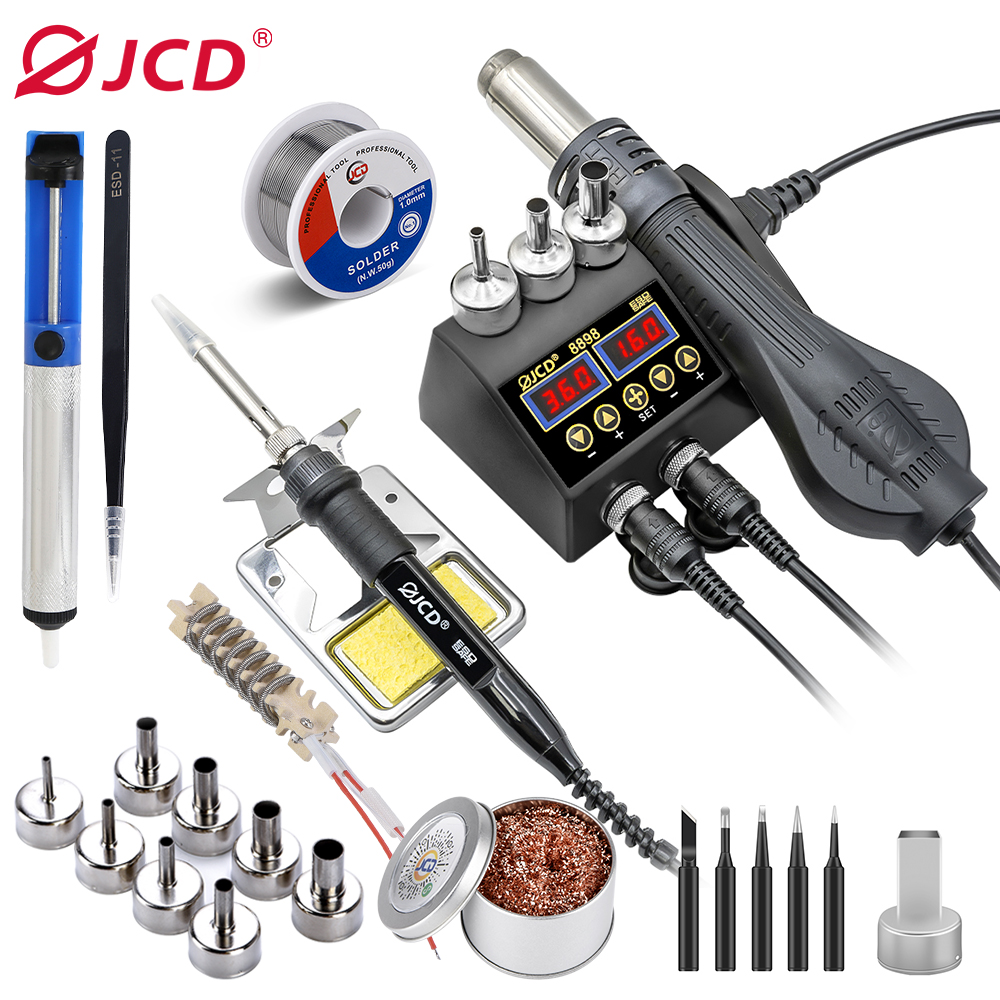 JCD 8898 Station de soudage 750W 2 en 1 fer à souder pistolet à Air chaud Station de soudage de retouche pour téléphone BGA SMD outils de réparation de soudage