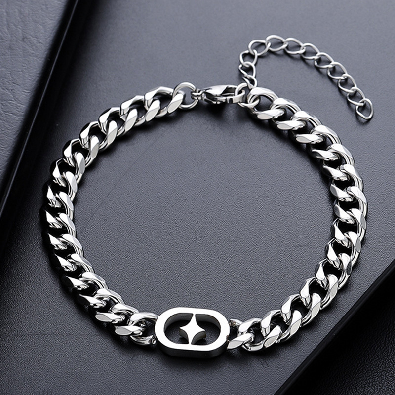 Retro Star kubanische Glieder kette Armband für Männer Edelstahl Punk Gothic HipHop Accessoires Designer Schmuck Unisex trend iges Geschenk