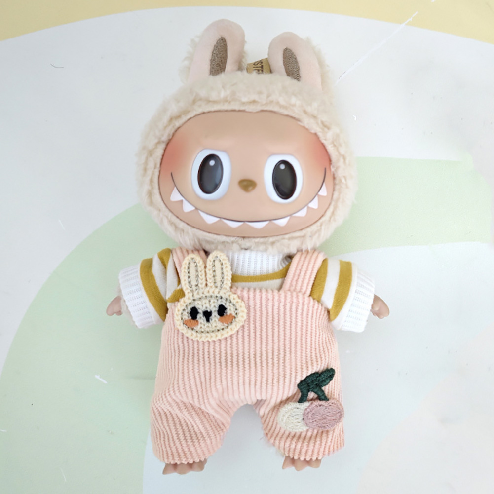 17 センチメートルミニぬいぐるみ人形の服衣装アクセサリー韓国 Kpop Exo Labubu アイドル人形コーデュロイオーバーオール Tシャツ服ギフト