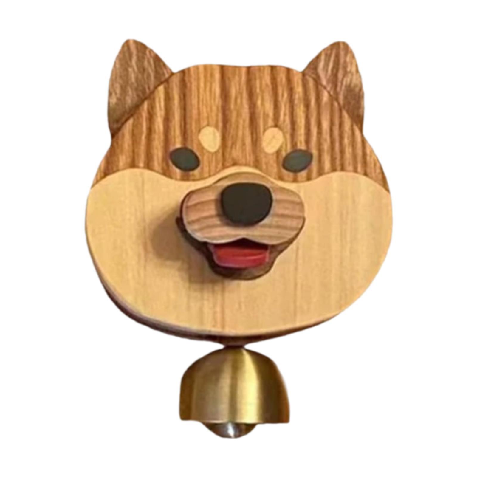 Campainha de porta shiba inu de madeira, carrilhão de vento, decoração de parede, ornamento pendurado para porta frontal, quintal, cafeteria, entrada de negócios