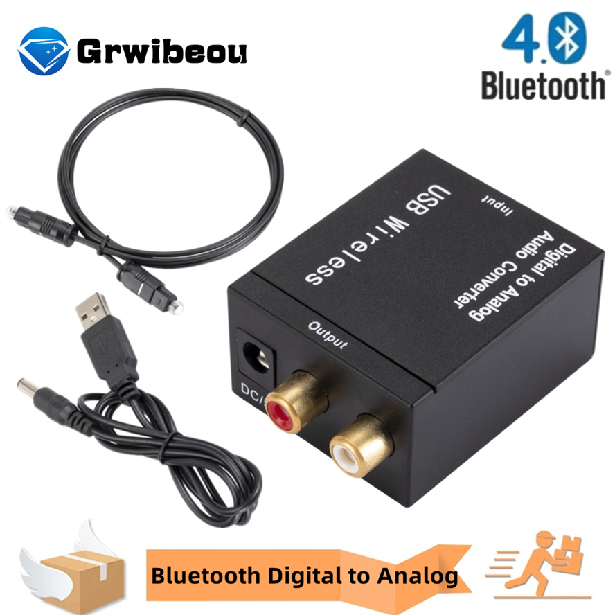 Konverter Audio Digital Ke Analog Mendukung Sinyal Koaksial Toslink Serat Optik Bluetooth Ke Dekoder Audio RCA R/L SPDIF DAC