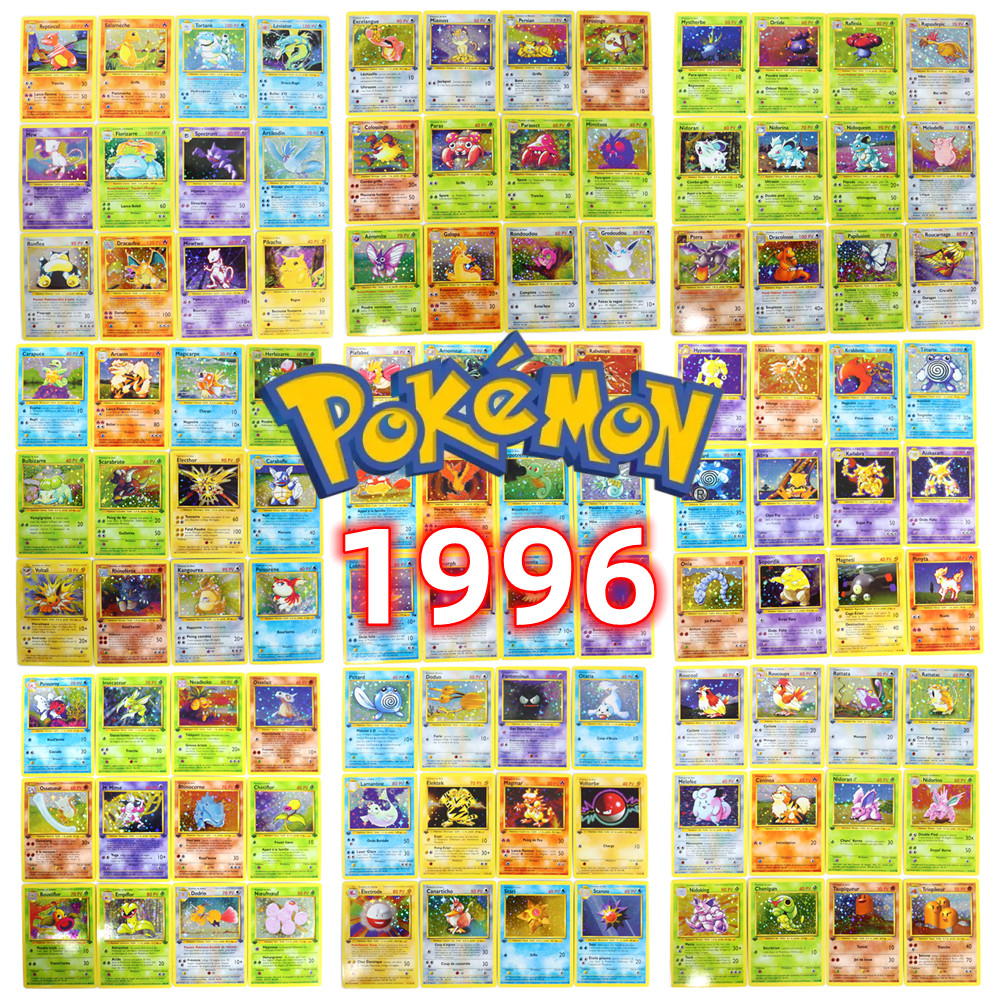 Tarjeta Pokémon Versión Francesa 1996, 1ª Edición, Charizard, Pikachu, Mewtwo, Blastoise, Tarjetas Coleccionables, 151 Piezas en Caja