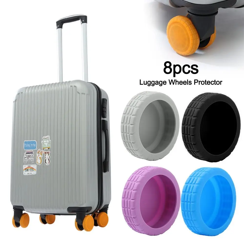 8PCS Silikon Gepäck Räder Schutz Mit Silent Sound Rad Tragen Räder Abdeckung Trolley Box Rollen Abdeckung Koffer Teile Achsen