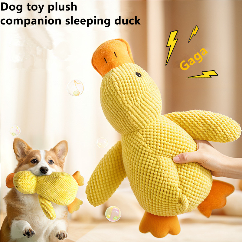 Juguete de peluche para mascotas, pato calmante para perros, pato para dormir, juguetes para masticar, juguete duradero chirriante para limpieza de dientes de mascotas, juguete para masticar para mascotas