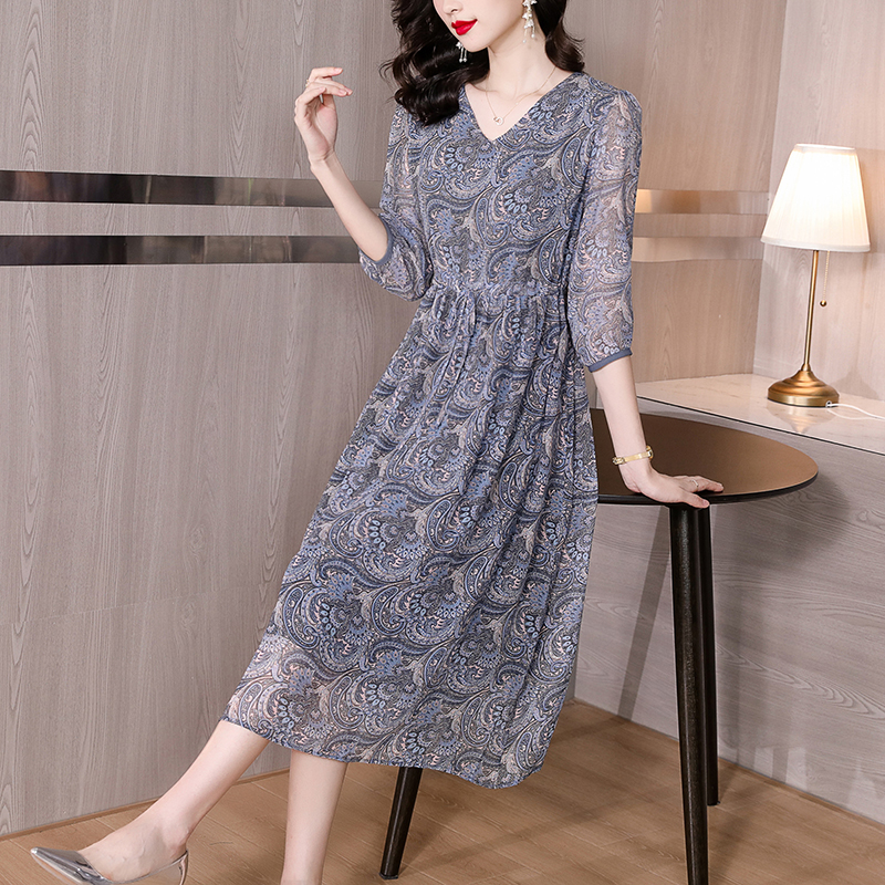 ZUOMAN-Robe mi-longue vintage, grande taille 4XL, motif floral, pour femme, tenue de soirée élégante, printemps été