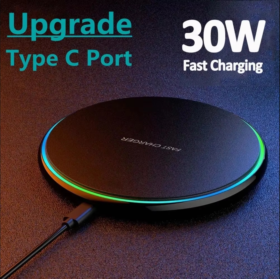 ワイヤレス急速充電パッド,誘導充電器,iPhone 14,13,12,11 pro,xs max,mini x,xr,samsung,xiaomi,huawei,30w用