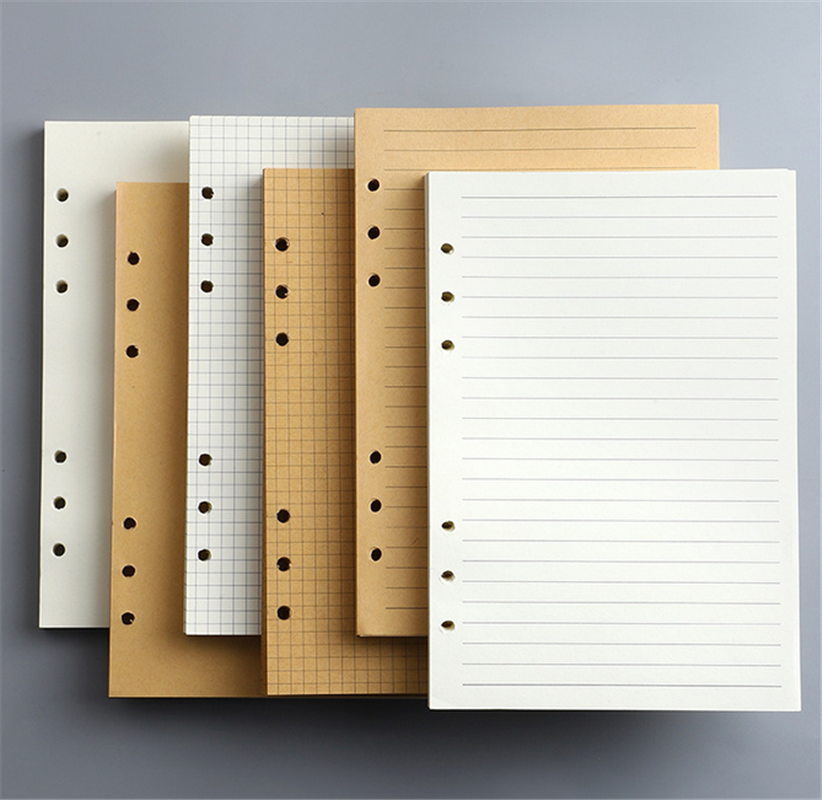 Recharge de carnet à feuilles mobiles A5 A6 A7, 45 feuilles, classeur à spirale, ligne de Page intérieure, grille artisanale vierge, papier intérieur, papeterie