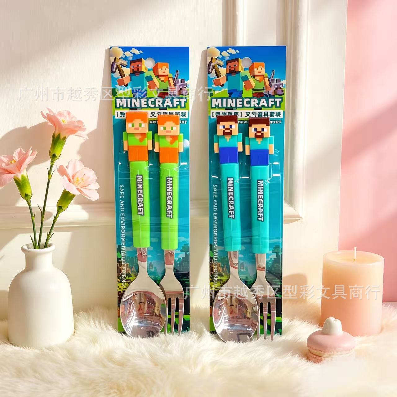 Divertido Juego de Tenedor y Cuchara para Niños, Mango de ABS, Acero Inoxidable, Juego de Dos Piezas, Tenedor y Cuchara, Artículos para el Hogar, Regalos 2026