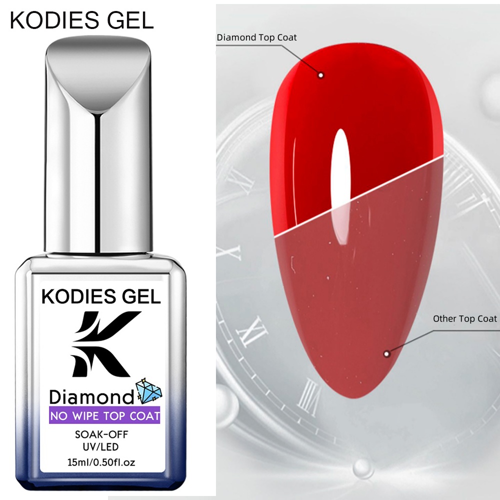 KODIES GEL-Verhéritage à Ongles en Gel UV Semi-continu, Couche de Finition en Diamant, Super Brcorporelle, 15ml