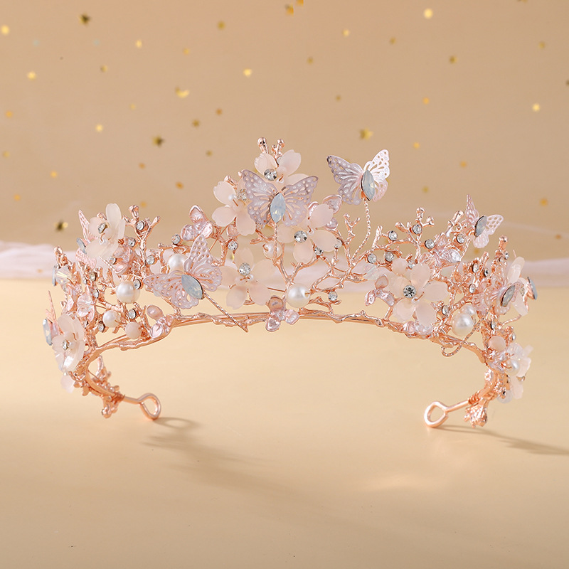 KMVEXO couronne de mariée Baroque perle strass couronne diadème papillon bandeau accessoires de cheveux de mariage princesse couronne mariée diadèmes