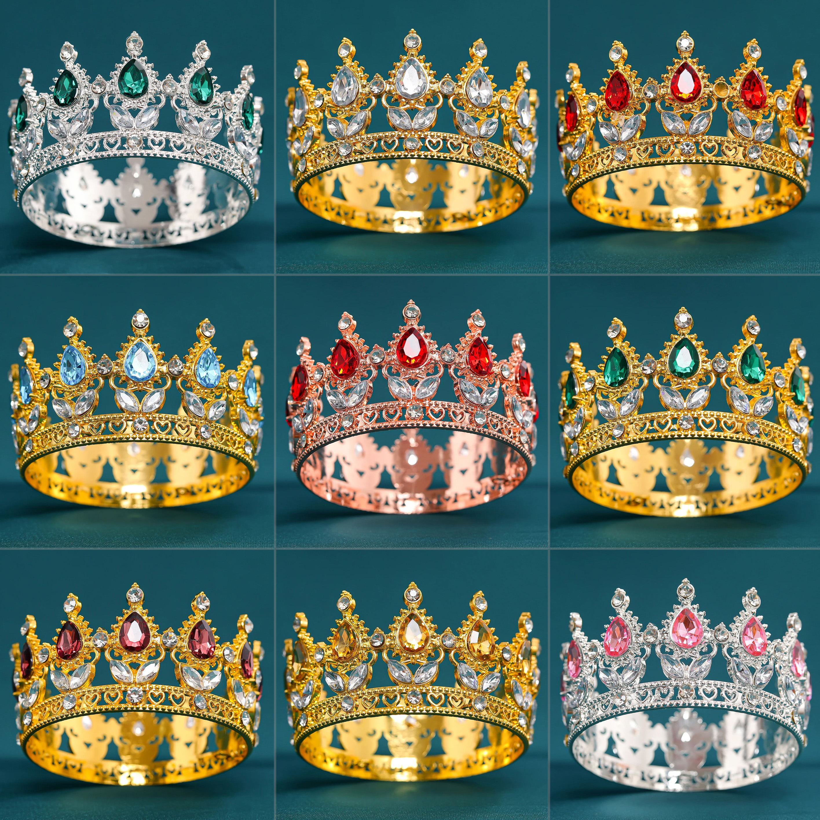 Tiaras y coronas pequeñas para novia de princesa Reina, corona para pastel de cumpleaños, diadema, adornos para el cabello, accesorios de joyas para el cabello de boda