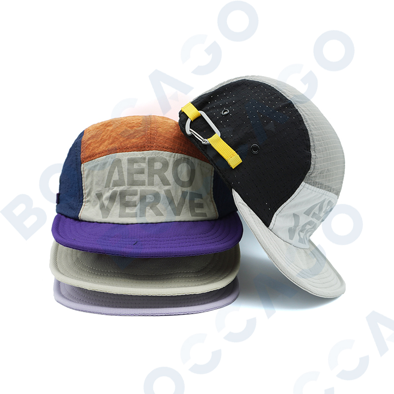 Casquette de baseball à séchage rapide anti-UV, à visière courte et souple, avec empiècements patchwork, réglable, pour homme et femme, idéale pour la randonnée et la course à pied