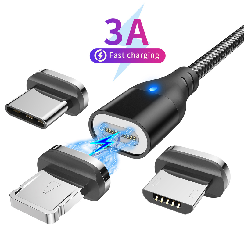 Магнитный кабель Micro USB Type C для быстрой зарядки для iPhone Samsung Xiaomi Realme Oneplus Huawei Магнитный провод для мобильного телефона Шнур для передачи данных