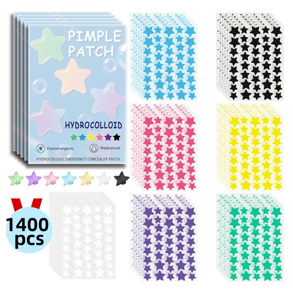 1400 Adesivos Coloridos para Remoção de Espinhas, Invisíveis, Respiráveis, Hidrocoloides, Patches Anti-Acne, Corretivo para Manchas de Acne