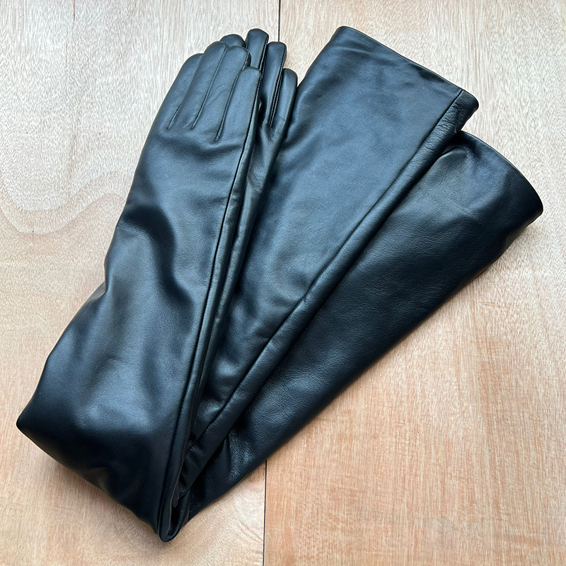 Long Sheepskin Gloves Women's Leather Gloves 35cm40cm50cm65cm70cm Man Motorcycle Gloves Extra Thick Velvet Warm Winter Gloves