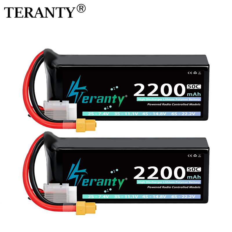 1/2 Stück TERANTY 4S Lipo FPV Drohnen-Akku 14,8V 2200mAh 50C Softcase mit T XT60 Stecker RC Auto Truck Buggy Hubschrauber Flugzeug