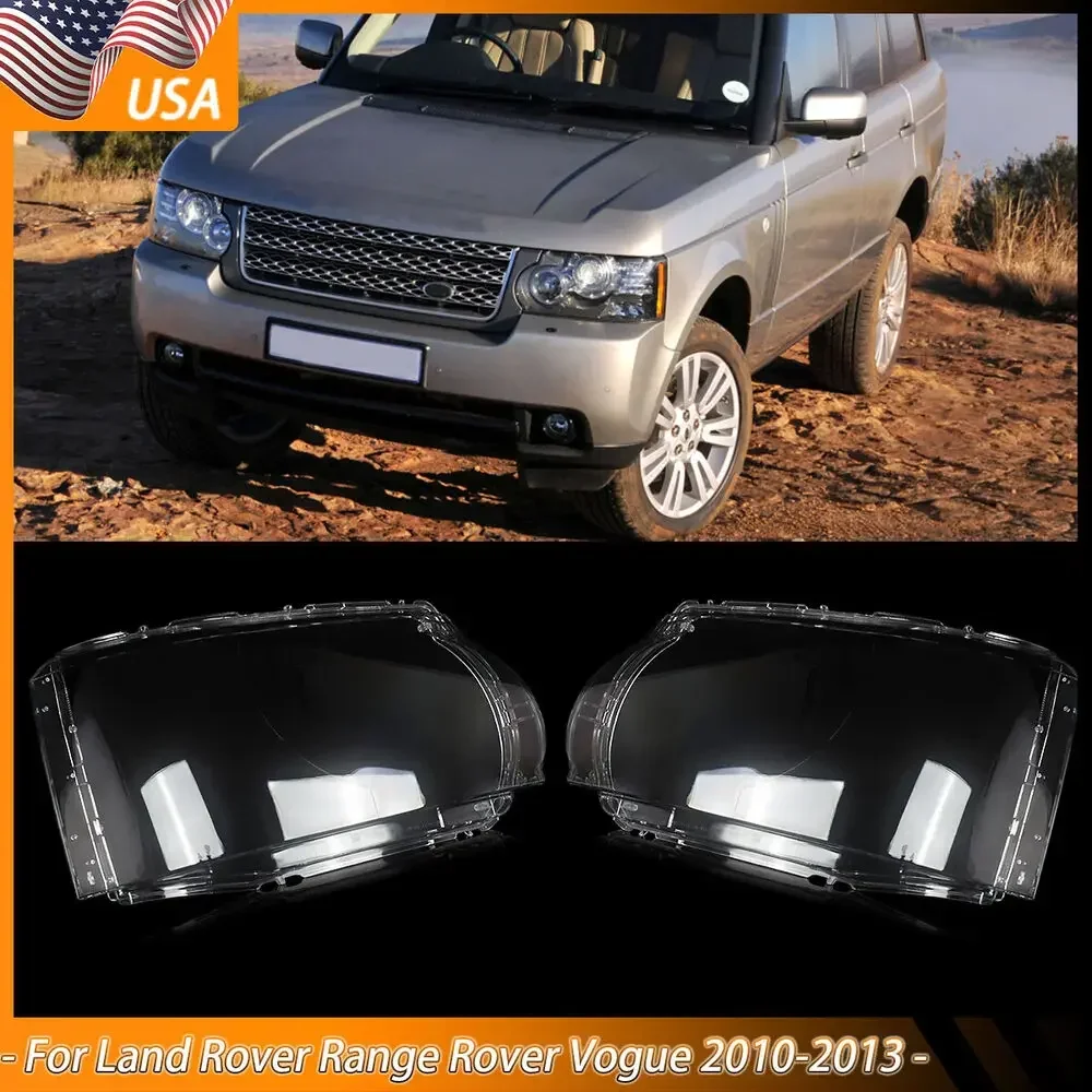Par de cubiertas de lente de faro, carcasa de faro para Land Rover Range Rover Vogue 10-13