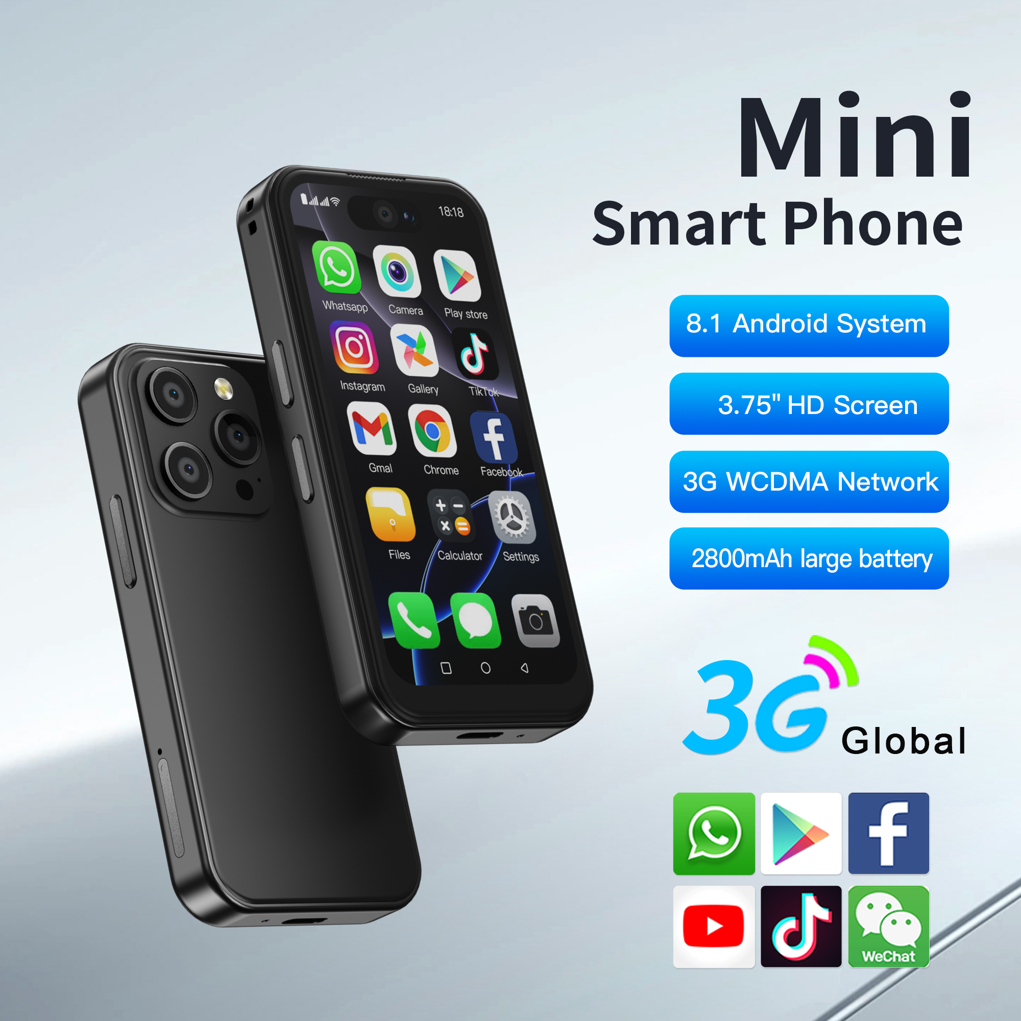 SERVO 16PRO Android Mini Smartphone 3.75" Display 3G Network Dual SIM Standby Play Store GPS 16GB ROM Super Cute Cellphone Cheap
