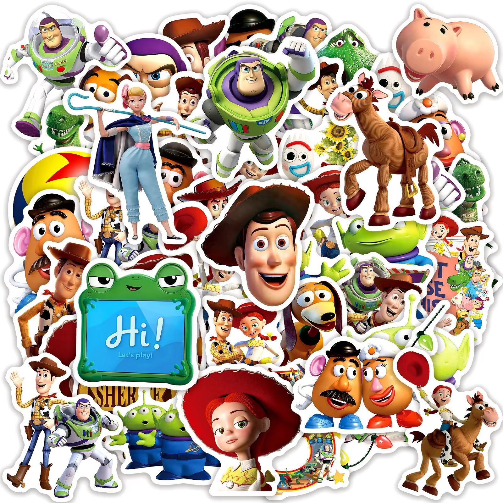 50 SZTUK Kreskówkowe Naklejki Graffiti Disney Toy Story, Wykwintne Naklejki Dekoracyjne na Telefon, Komputer, Laptop, Artykuły Papiernicze, Zabawki DIY