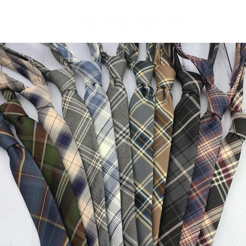 Fashion Plaid Cotton JK Ties Male Korean Female College Girls 6CM Narrow Pink Black Neckties Casual Uniform DK Shirt Accessories