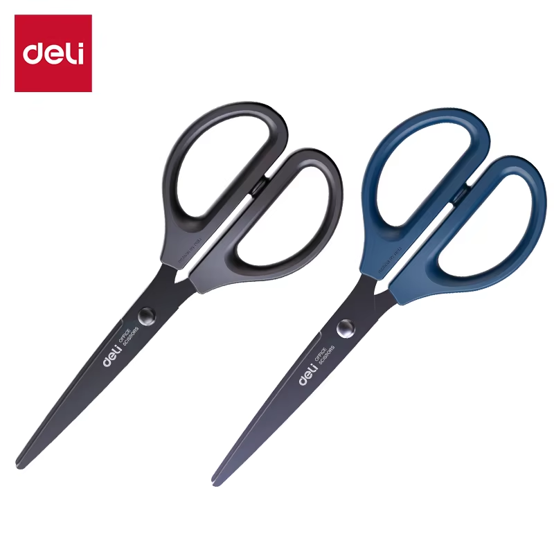 DELI-Tijeras ultraafiladas de 170mm, tijeras antiadherentes de hoja negra, costura de tela, manualidades de papel, suministros para el hogar y la confección de oficina