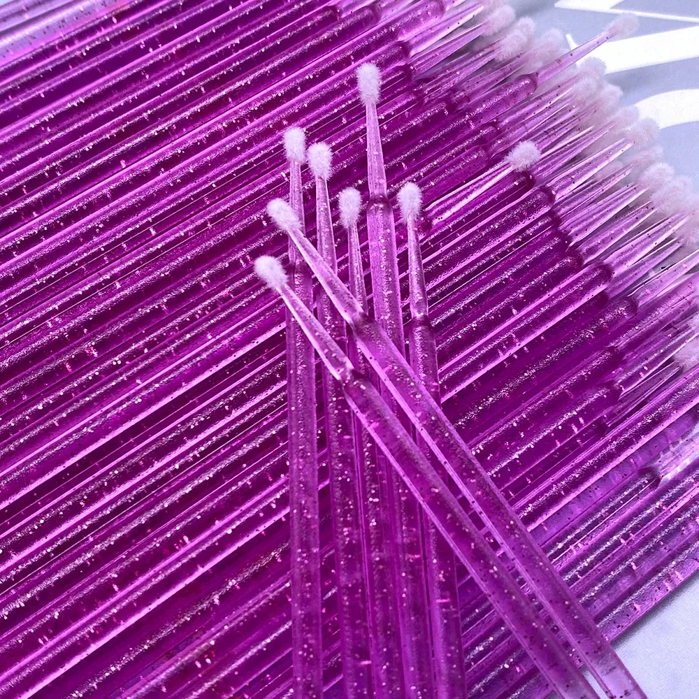 100 Uds Micro cepillo de cristal para quitar pestañas hisopo microcepillo varillas para rímel aplicador extensión de pestañas pinceles de maquillaje herramientas