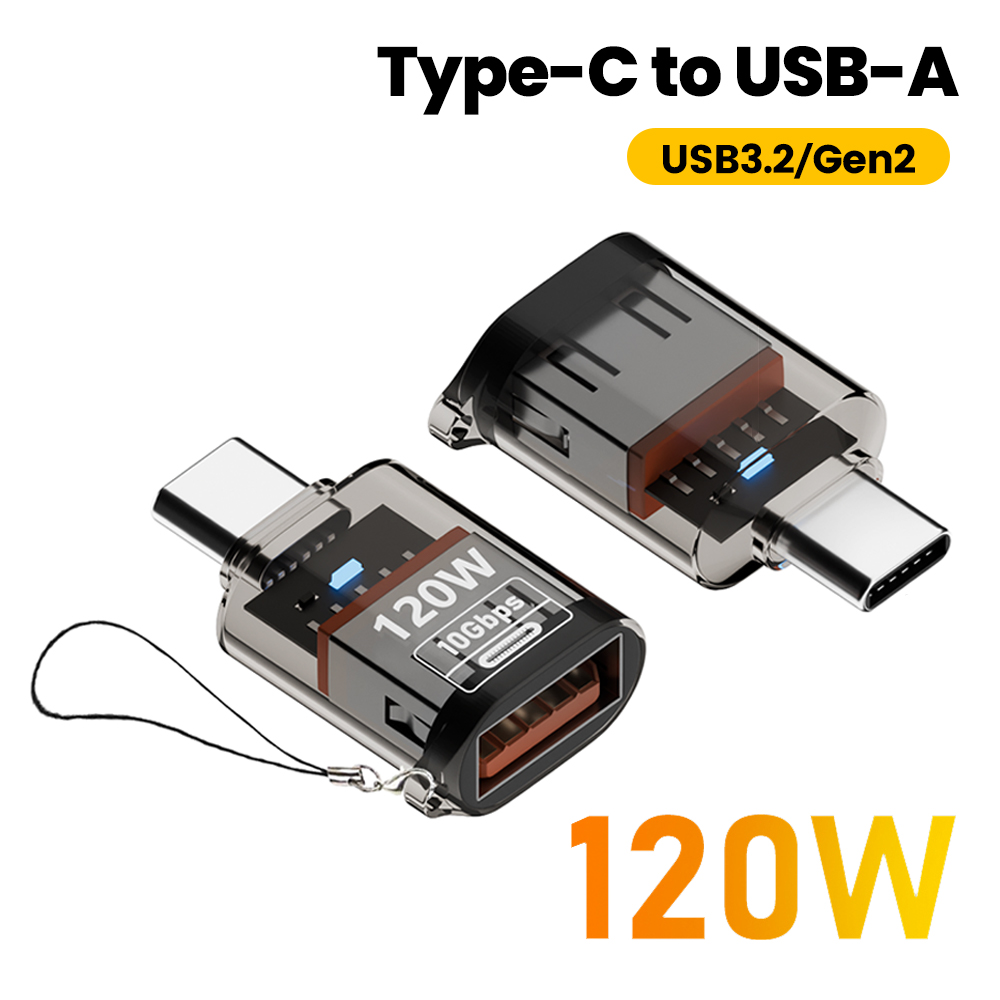 Adaptador OTG de 120W de Tipo C a USB A, Convertidor de Carga Rápida USB3.2 a Tipo C Hembra para iPhone 15 16, Macbook, Huawei, Samsung, Xiaomi