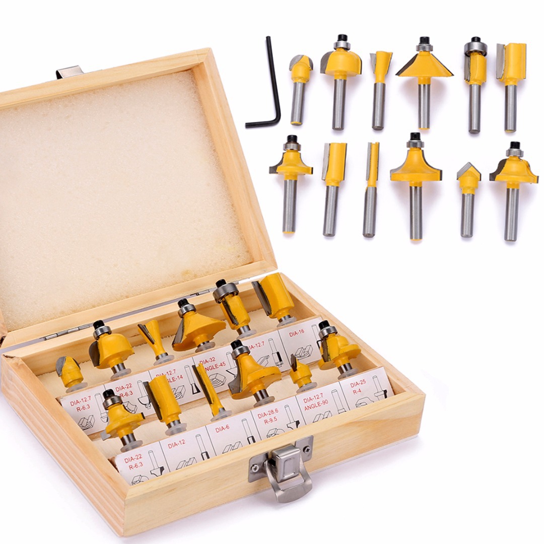 12pcs Fresadora Set 8mm Straight Milling Cutter Serragem Carboneto de Tungstênio Acabamento Corte Carpintaria