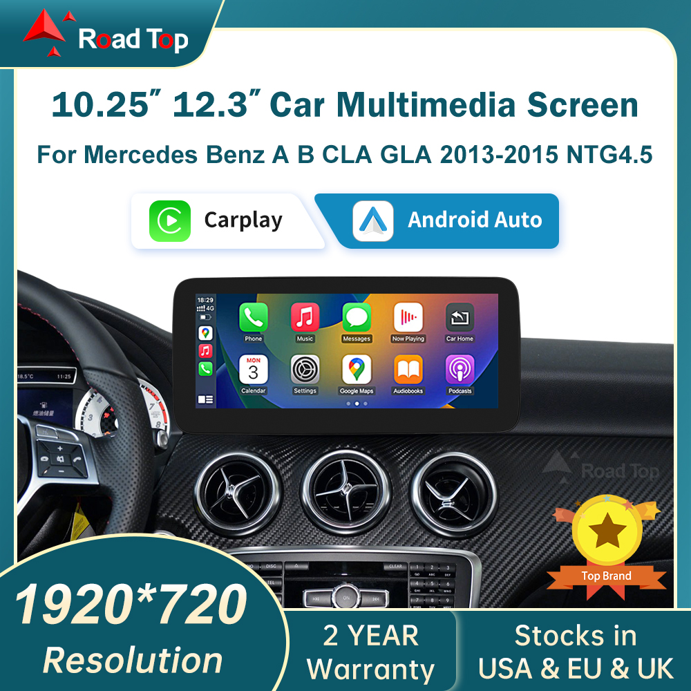 Tela de exibição multimídia sem fio CarPlay Android Auto de 12,3 polegadas para Mercedes-Benz A W176 B W246 CLA GLA Classe 2013 a 2015