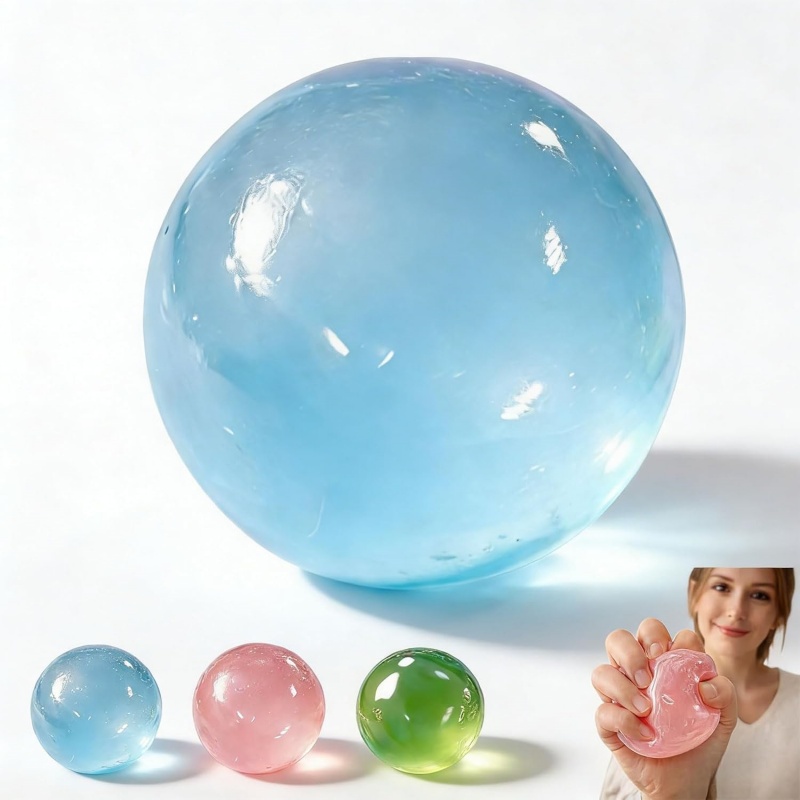 Handgemaakte kokosolie squishy bal, langzaam rijzende fidget stressbal, transparante jelly sensorische bal, zacht stressverlichtend speeltje voor volwassenen