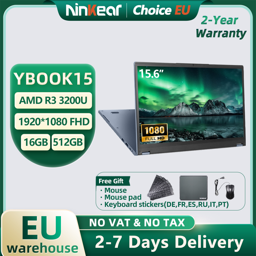 Laptop Ninkear YBOOK15 AMD Ryzen 3 3200U 15,6 cala 360 °   Ekran dotykowy Flip FHD IPS 1920*1080, 16 GB + 512 GB, podświetlana klawiatura, Windows 11