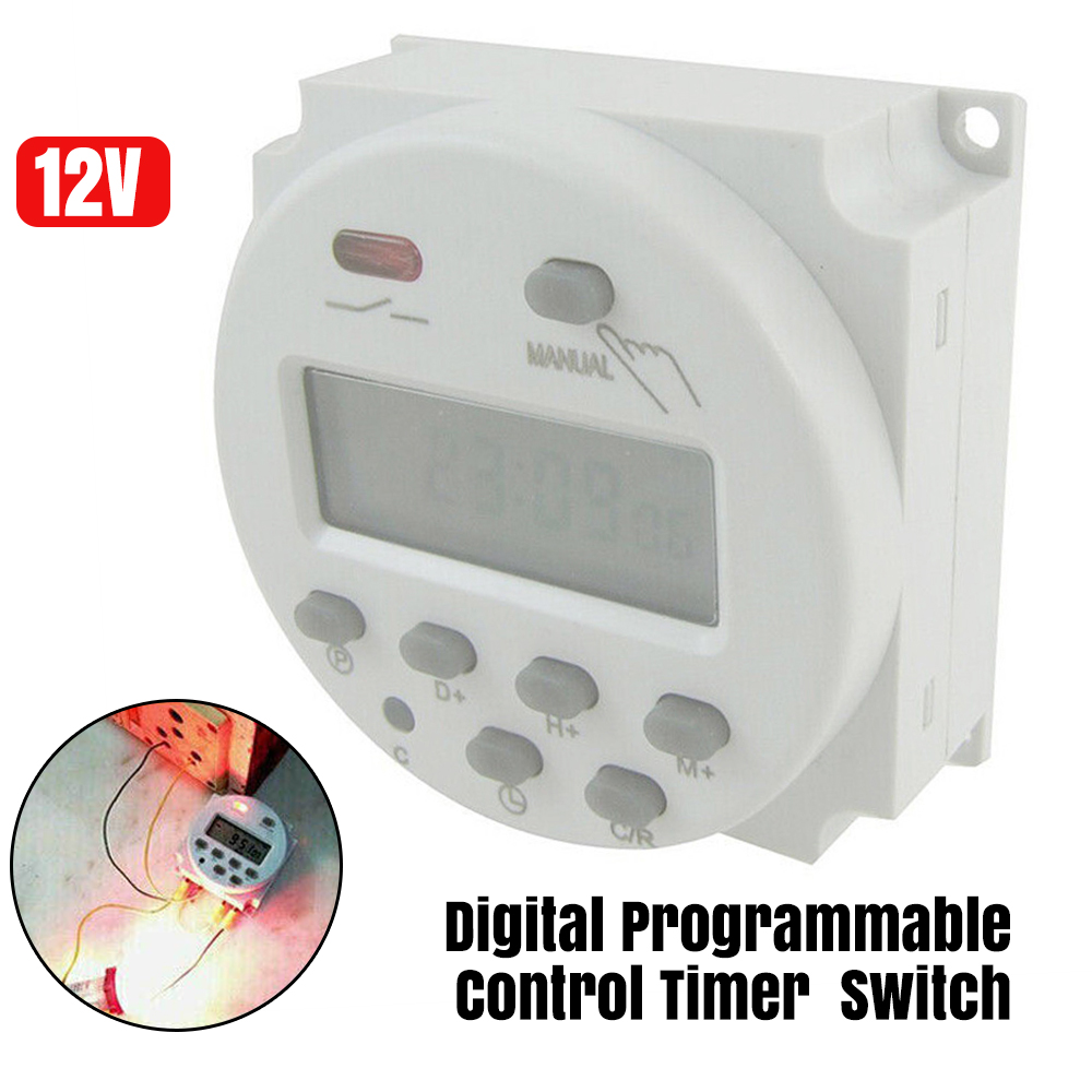 จอแสดงผลดิจิตอล LCD ตั้งเวลาได้ ตั้งโปรแกรมได้ สวิตช์ตั้งเวลา DC 12V รีเลย์ รุ่นใหม่