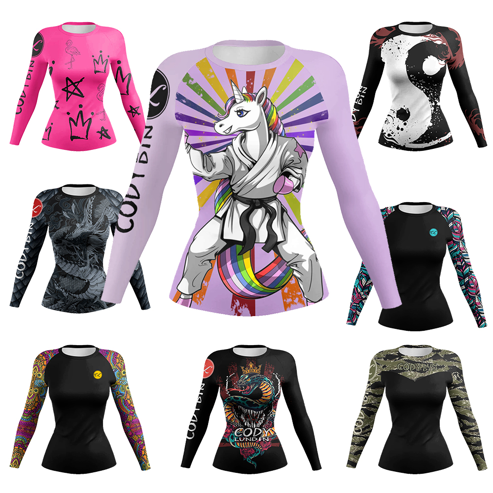 Slim Fit Tranining Femmes Protection contre les éruptions cutanées Manches longues Protection UV Coupe ajustée Yoga Course Gym Fitness Vêtements de sport Hauts à séchage rapide