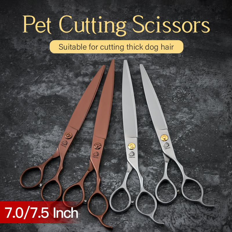 Forbici per cani giapponesi in acciaio inossidabile 440C 7.0/7.5 Inch forbici per taglio di peli di cane dritte strumento professionale forbici per toelettatura di animali domestici