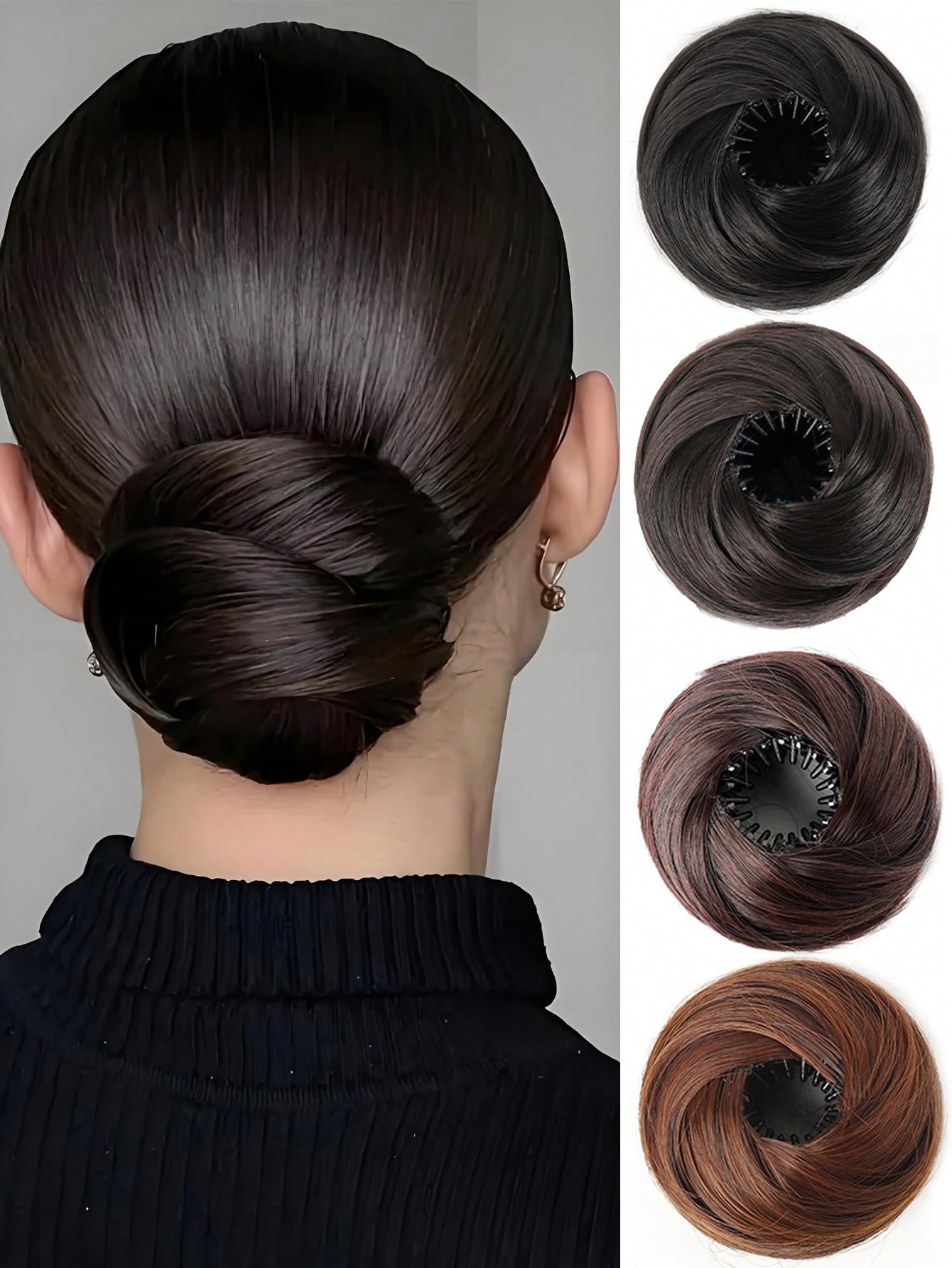 Peluca de cola de caballo de moño sintético ajustable para mujer, moño de pelo en forma de Nido de Pájaro mágico con Clips elásticos circulares, Updo de Donut recto