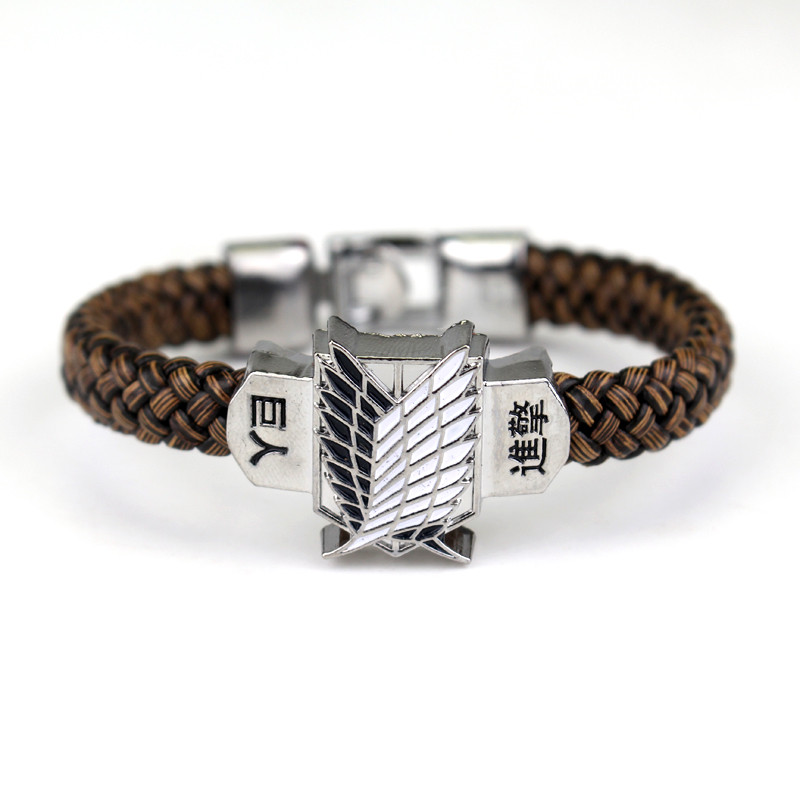 Anime Angriff auf Titan Lederarmband Wings of Liberty Armband Leder Gürtelschnalle Armbänder für Frauen Männer Schmuckstück Geschenk