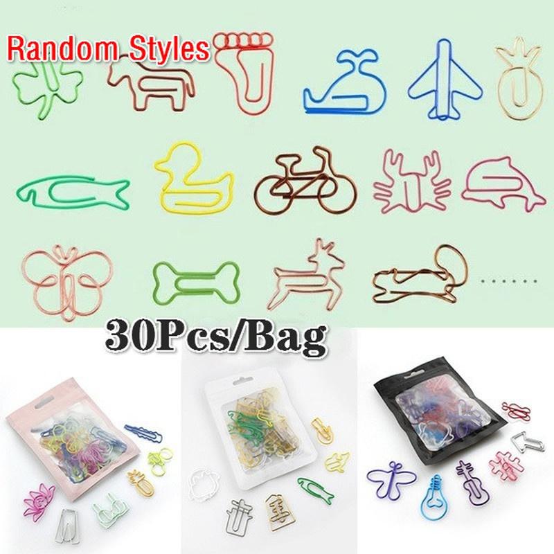 30 pièces/sac fournitures de bureau créatives signets décoratifs mémo signet Clips de marquage trombone signets aléatoires