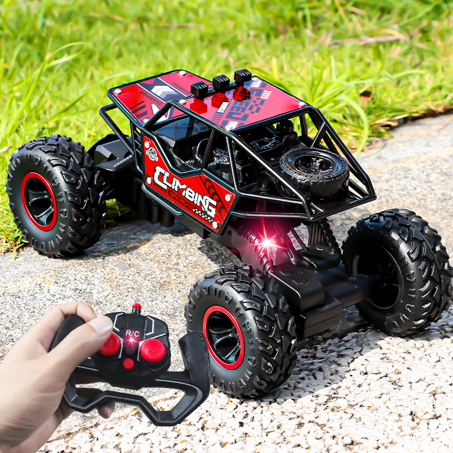Vehículo todoterreno de aleación con control remoto de 2,4G con iluminación de larga distancia, coche de juguete de carreras recargable para niños, regalo de cumpleaños