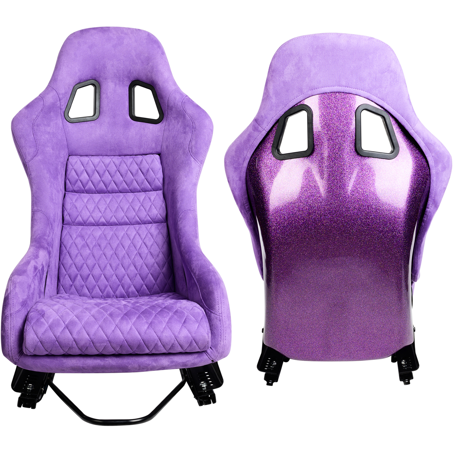 Ukuran L bagian kursi Bucket balap Fiber Glass Universal, belakang serat kaca Glitter kuat dengan Slider Dual Lock, cocok untuk Ra